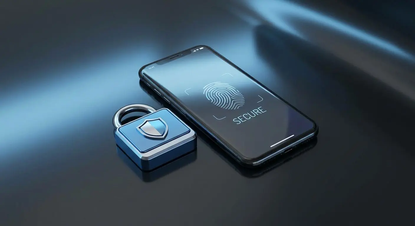 Smartphone mit Schloss als Symbol für Sicherheit und Datenschutz