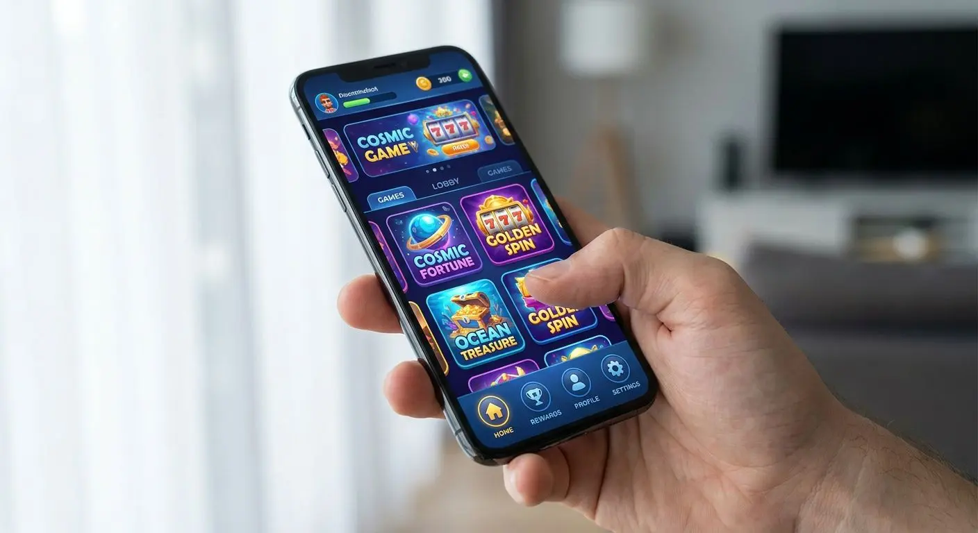 Smartphone mit übersichtlicher App-Lobby und Menüs