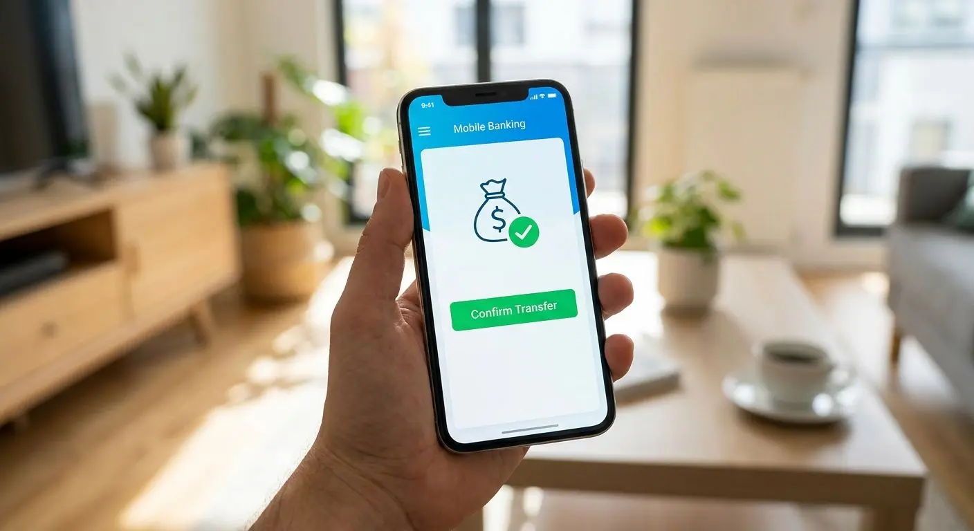 Mobile Auszahlung wird auf dem Smartphone bestätigt