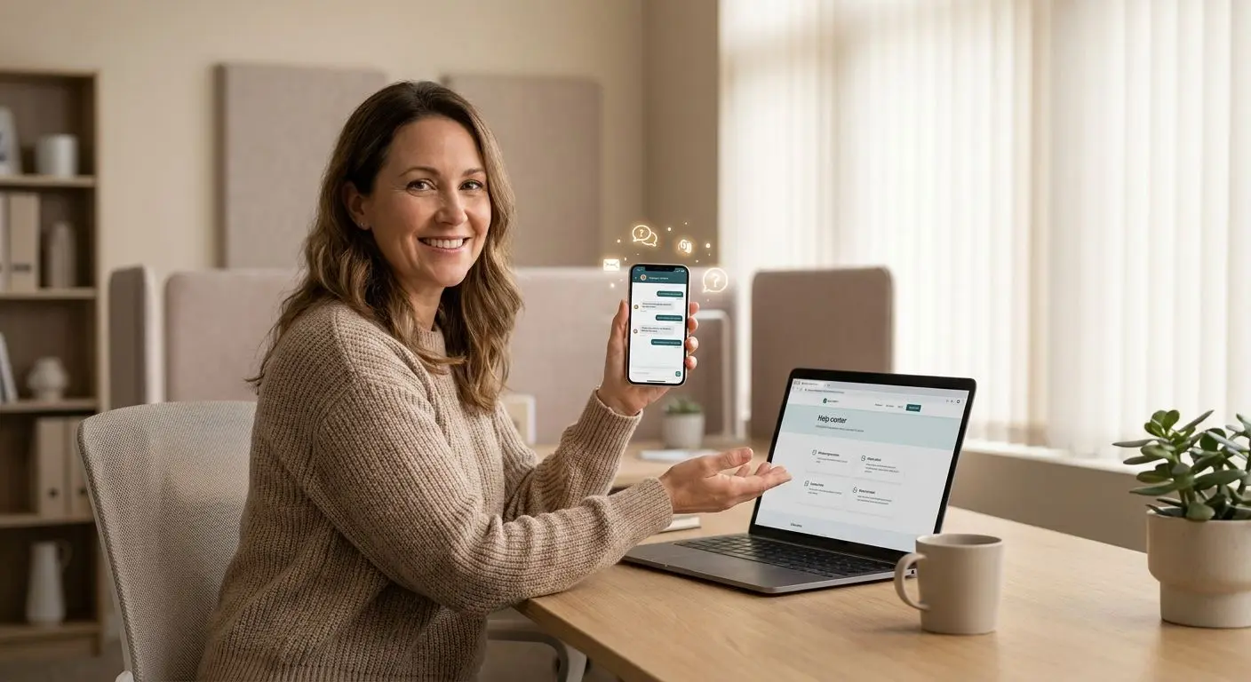 Nutzer sucht Hilfe zur App auf Smartphone und Laptop