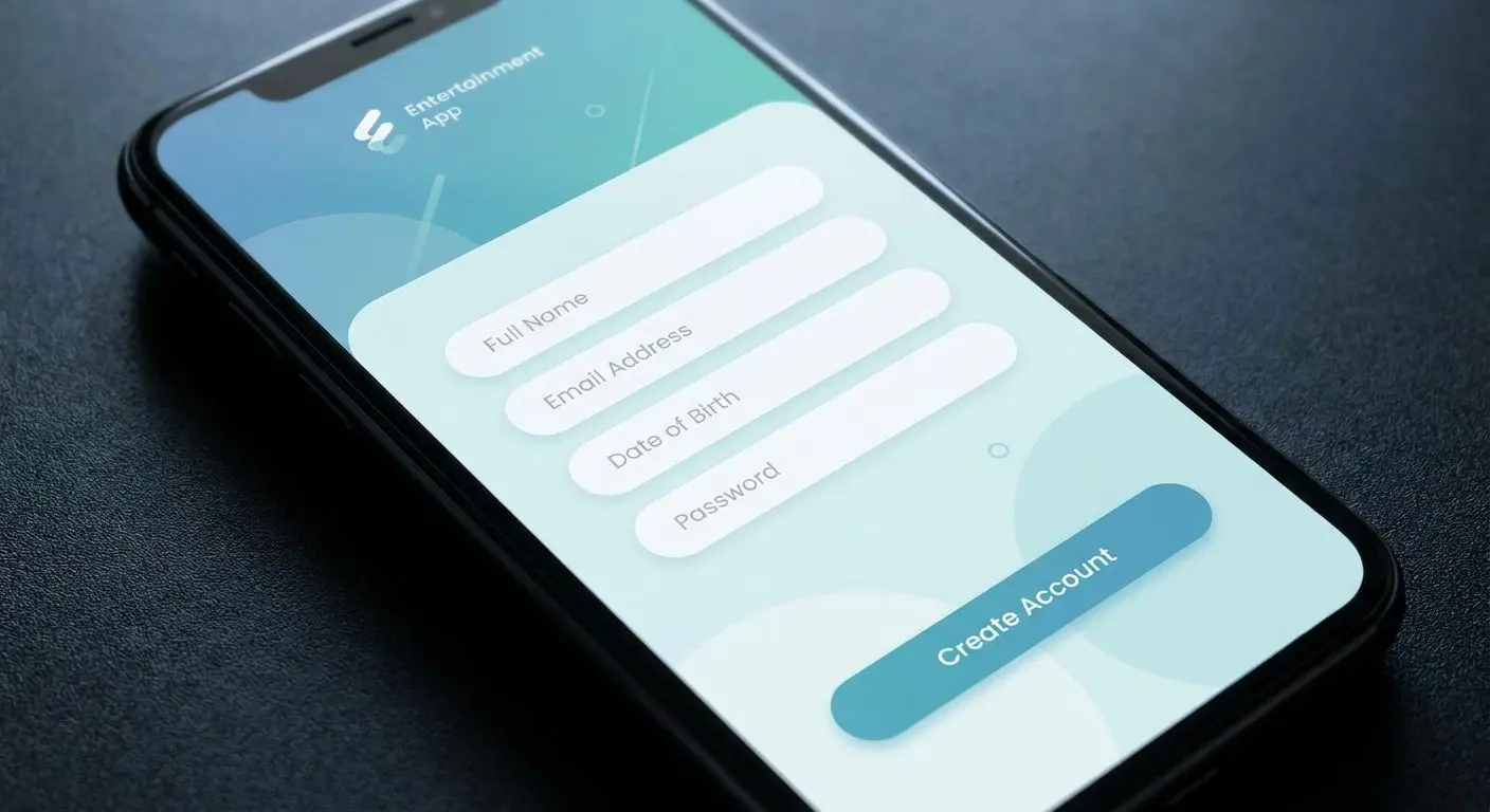 Mockup eines Registrierungsformulars in der PlayOJO App
