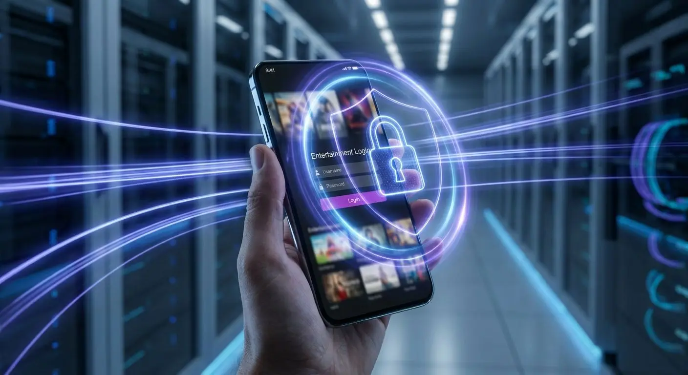 Smartphone mit Schutzschild als Symbol für sicheren mobilen Login