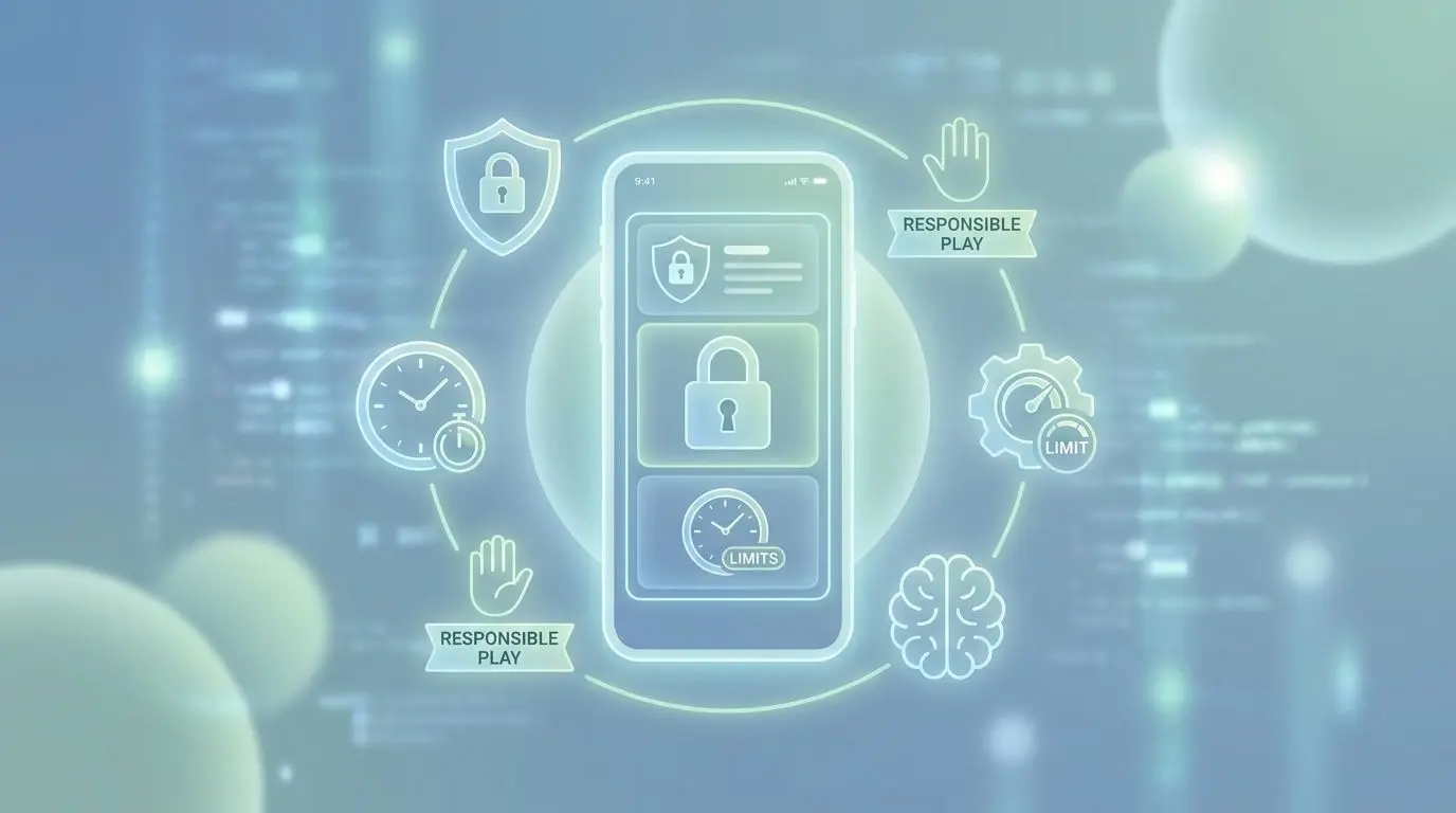 Smartphone mit Symbolen für Datenschutz und Limits