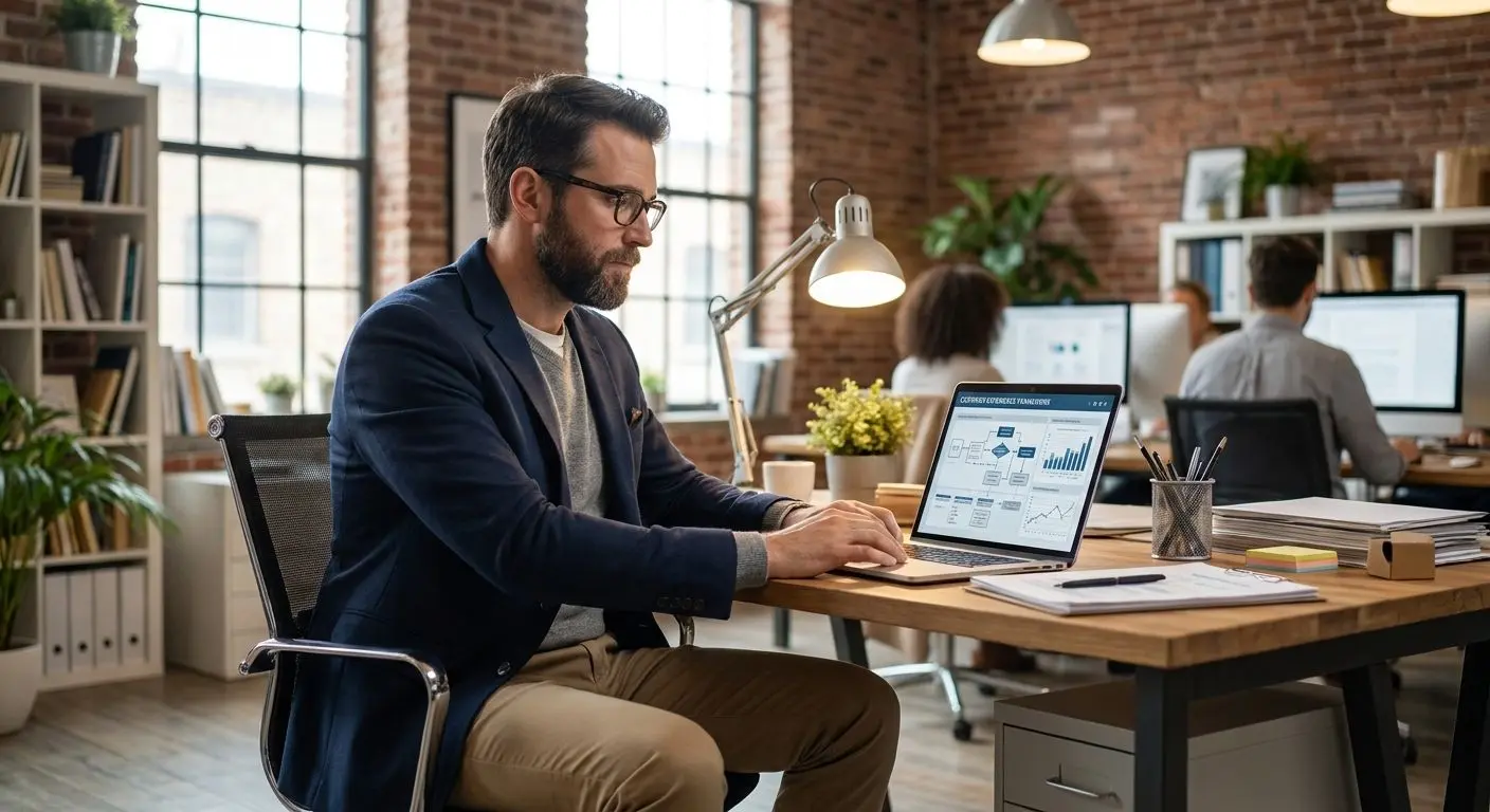 Symbolische Darstellung eines Experten im Arbeitsumfeld