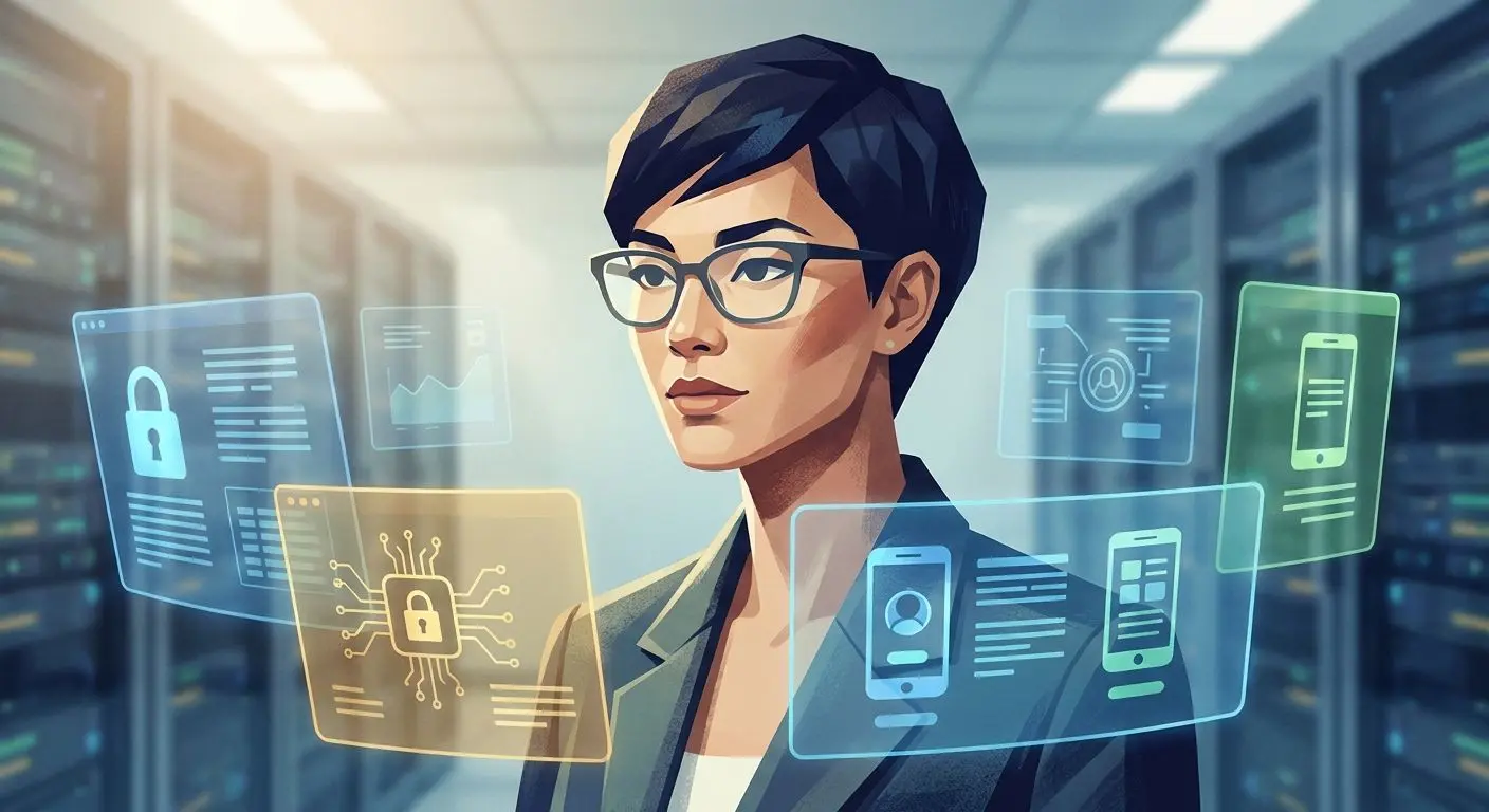 Abstrakte Darstellung eines Experten für App-Regeln und Sicherheit