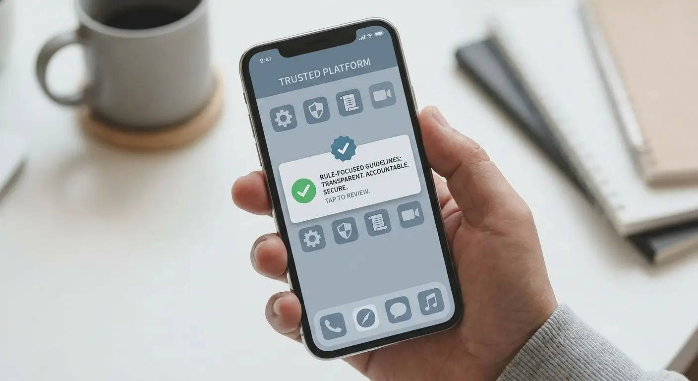 Smartphone-Oberfläche für mobile Nutzung mit klaren Regeln